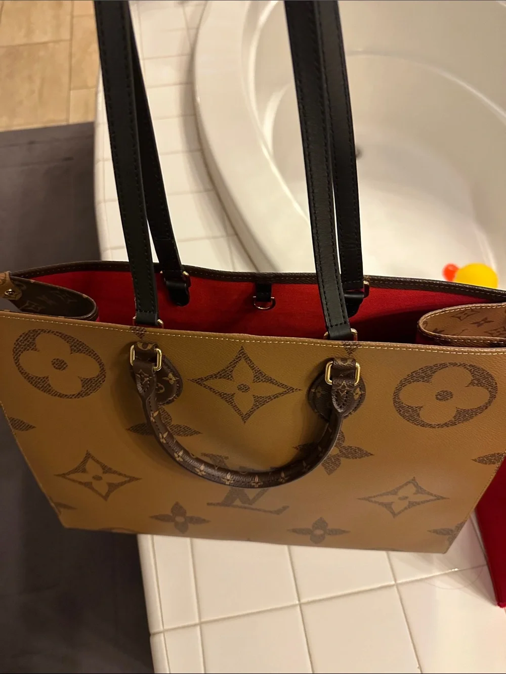 Louis Vuitton Brown Monogram Canvas Tote Bag used once Like New
